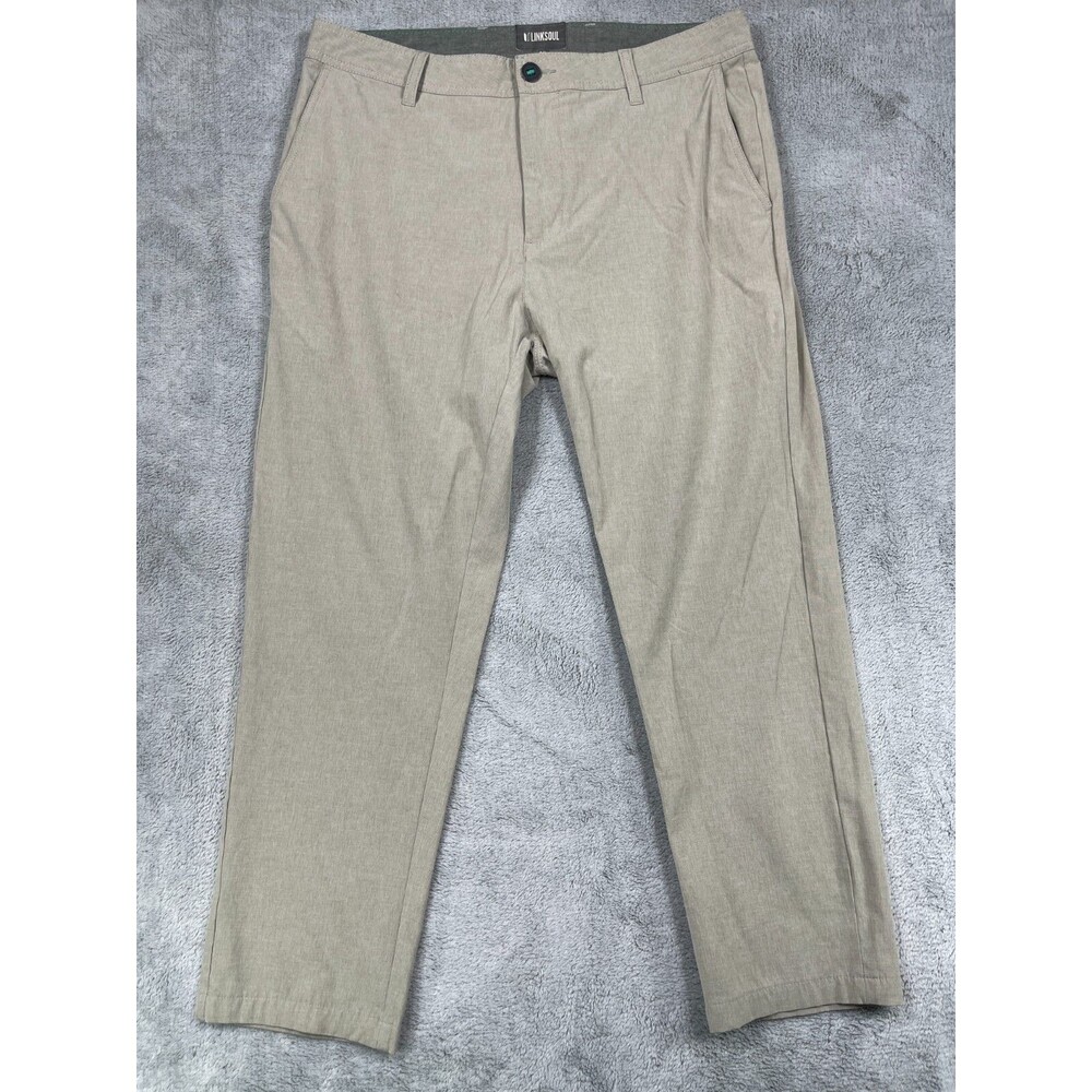 Linksoul Pants Men's Size 34 L Casual Golf Chino Trousers Tan